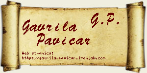 Gavrila Pavičar vizit kartica